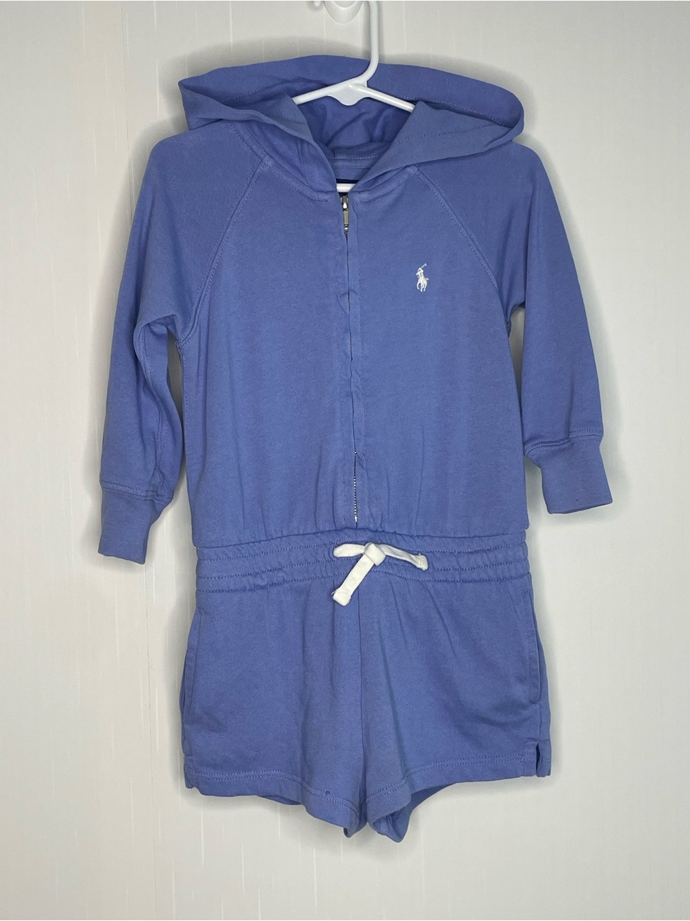 Polo Ralph Lauren Girls Light Blue Spa
Terry Hooded Romper 2/2T